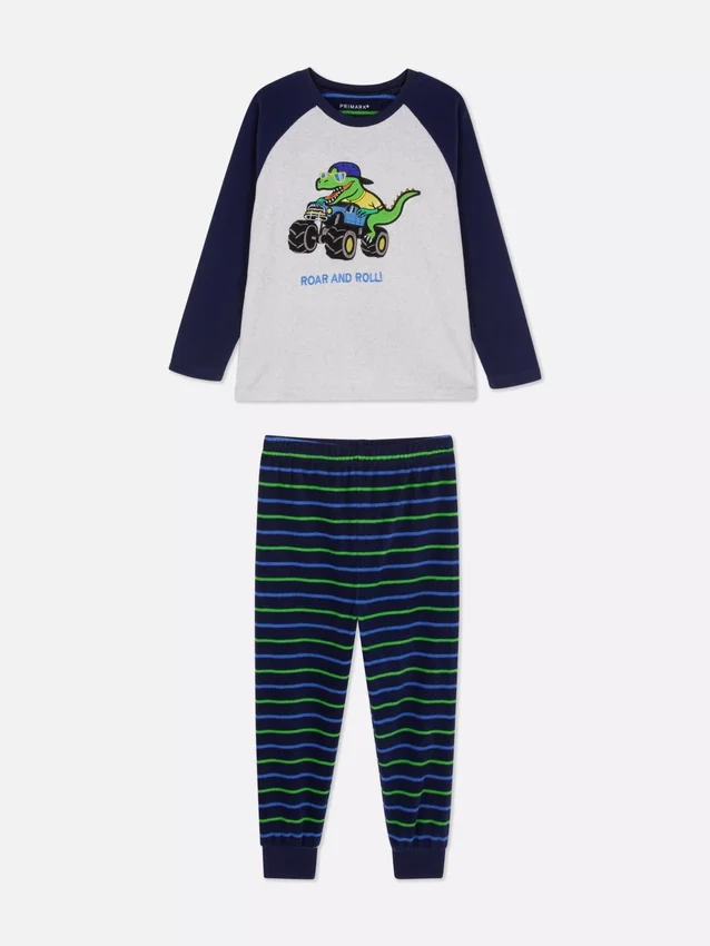 1,5-8 anos | pijama de malha polar com padrão de dinossauros