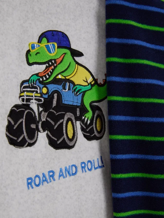 1,5-8 anos | pijama de malha polar com padrão de dinossauros