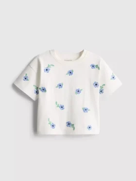 1,5-8 anos | T-shirt com bordado em ponto cruz