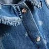 1,5-8 anos | vestido de ganga sem mangas com gola e padrão floral