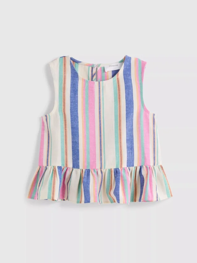 1,5-9 anos | blusa com peplum às riscas