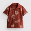 1,5-9 anos | camisa com bordado de folhas