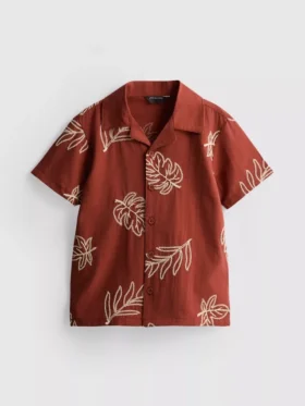 1,5-9 anos | camisa com bordado de folhas