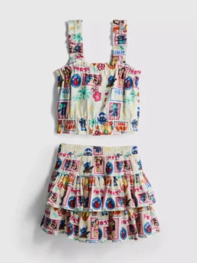 1,5-9 anos | Conjunto da Disney com top do Stitch e saia Rara