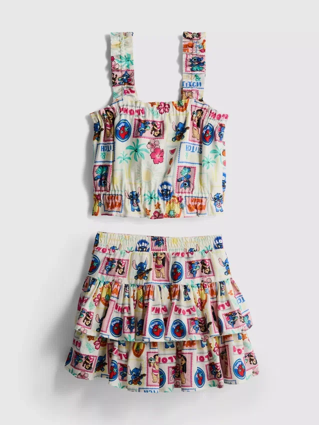 1,5-9 anos | Conjunto da Disney com top do Stitch e saia Rara