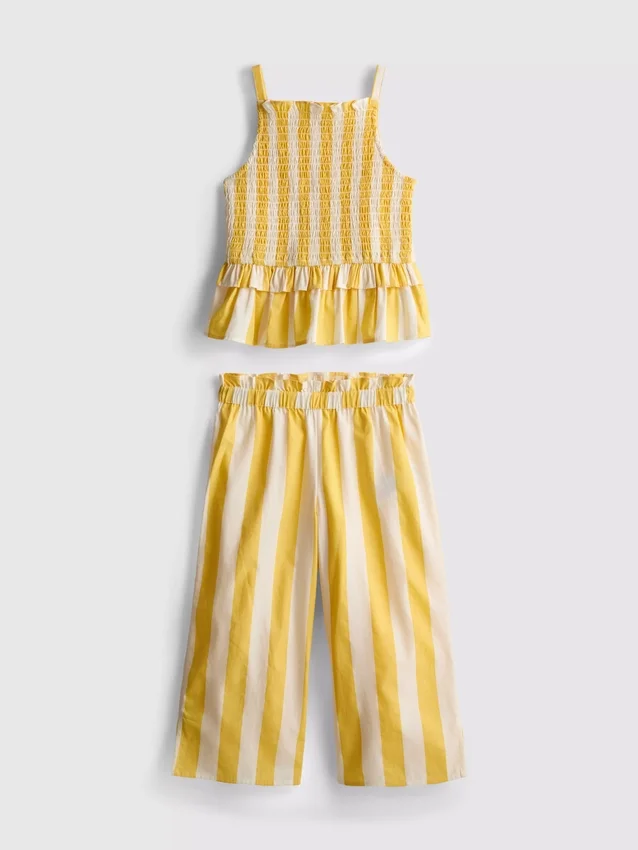 1,5-9 anos | Conjunto de blusa com peplum às riscas e calças