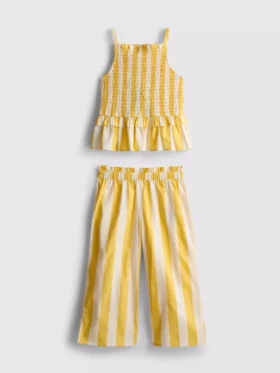 1,5-9 anos | Conjunto de blusa com peplum às riscas e calças