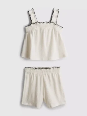 1,5-9 anos | Conjunto de blusa e calções com textura enrugada