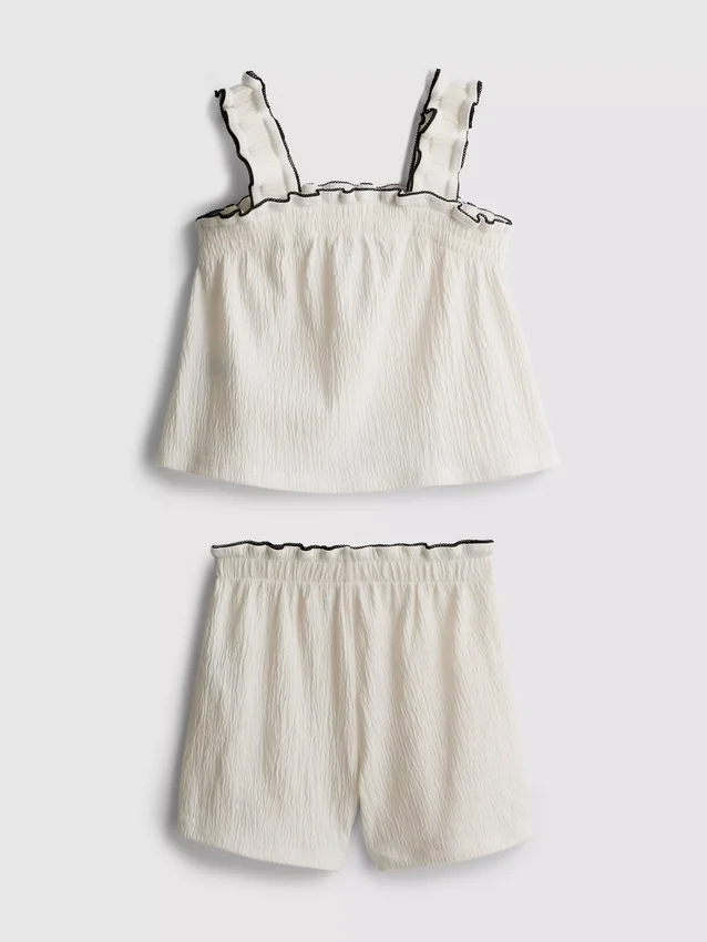 1,5-9 anos | Conjunto de blusa e calções com textura enrugada