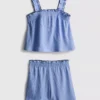 1,5-9 anos | Conjunto de blusa e calções com textura enrugada
