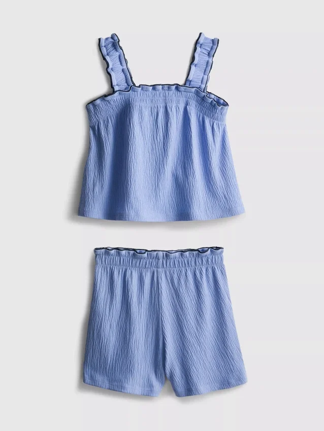 1,5-9 anos | Conjunto de blusa e calções com textura enrugada