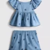 1,5-9 anos | Conjunto de blusa e calções em chambray