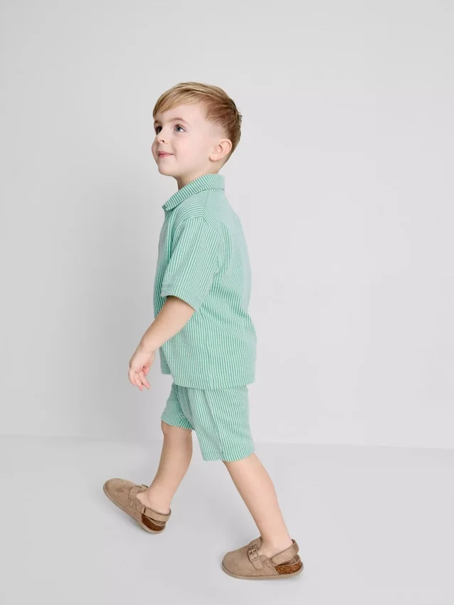 1,5-9 anos | Conjunto de camisa às riscas e calções