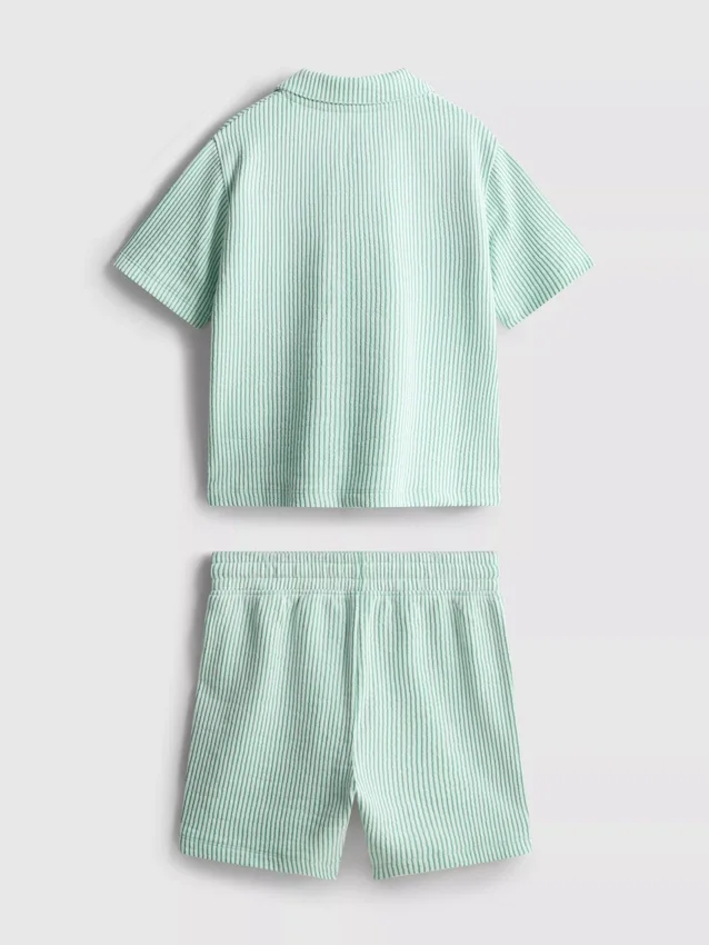 1,5-9 anos | Conjunto de camisa às riscas e calções