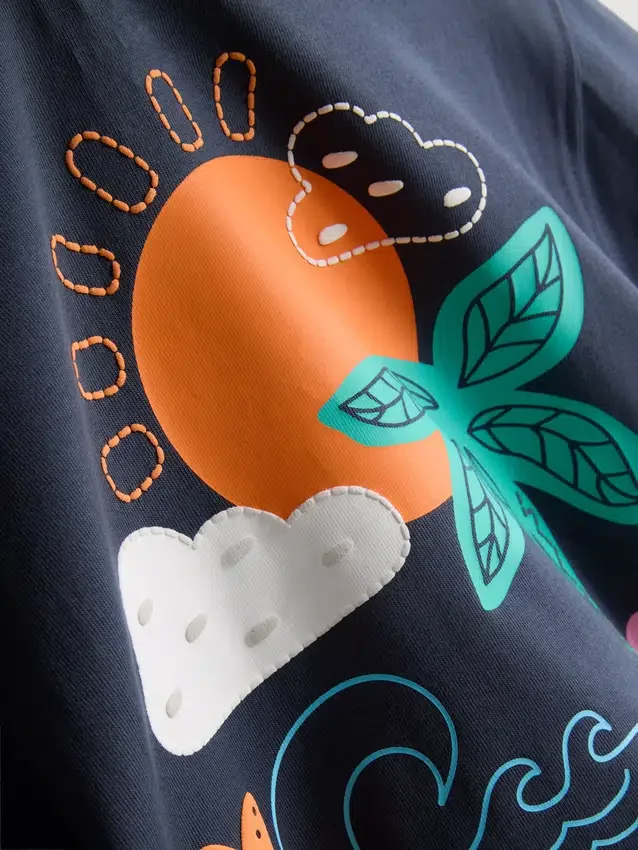 1,5-9 anos | Conjunto de camisas e calções com estampado tropical flocado