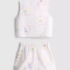 1,5-9 anos | Conjunto de camisola sem mangas e calções bordados