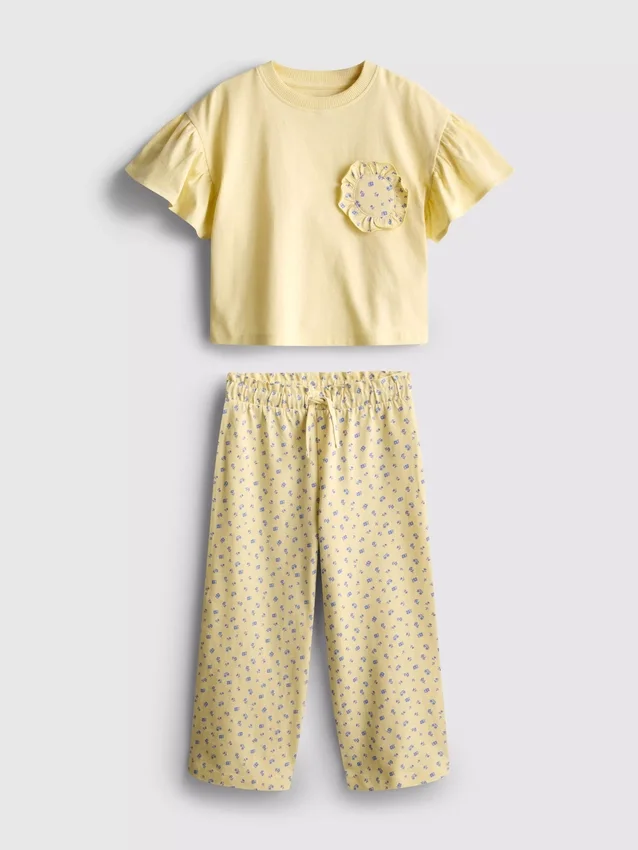 1,5-9 anos | Conjunto de t-shirt com folhos e calças