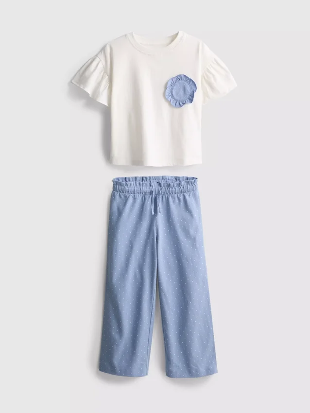 1,5-9 anos | Conjunto de t-shirt com folhos e calças