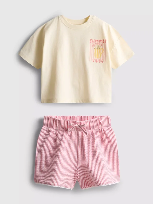 1,5-9 anos | Conjunto de t-shirt larga e calções