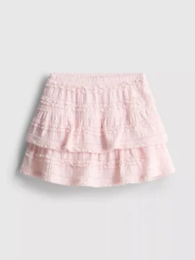 1,5-9 anos | saia-calça em camadas com acabamento em renda