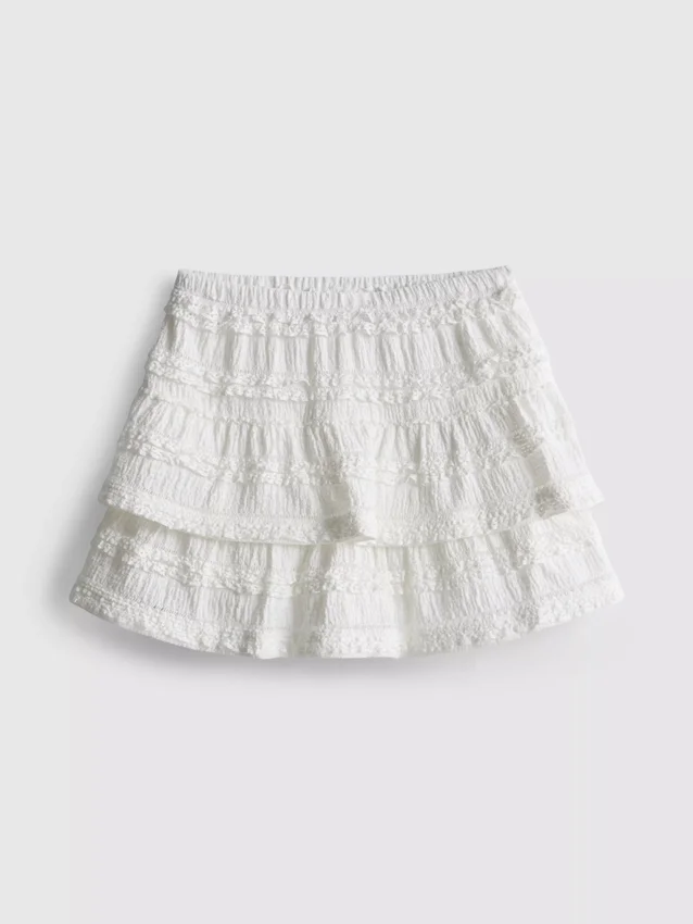 1,5-9 anos | saia-calça em camadas com acabamento em renda
