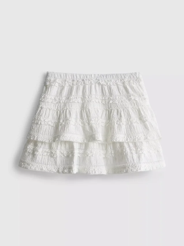 1,5-9 anos | saia-calça em camadas com acabamento em renda