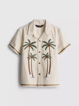 1,5-9 anos | T-shirt com bordado de palmeira
