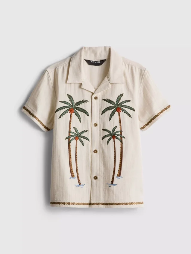 1,5-9 anos | T-shirt com bordado de palmeira