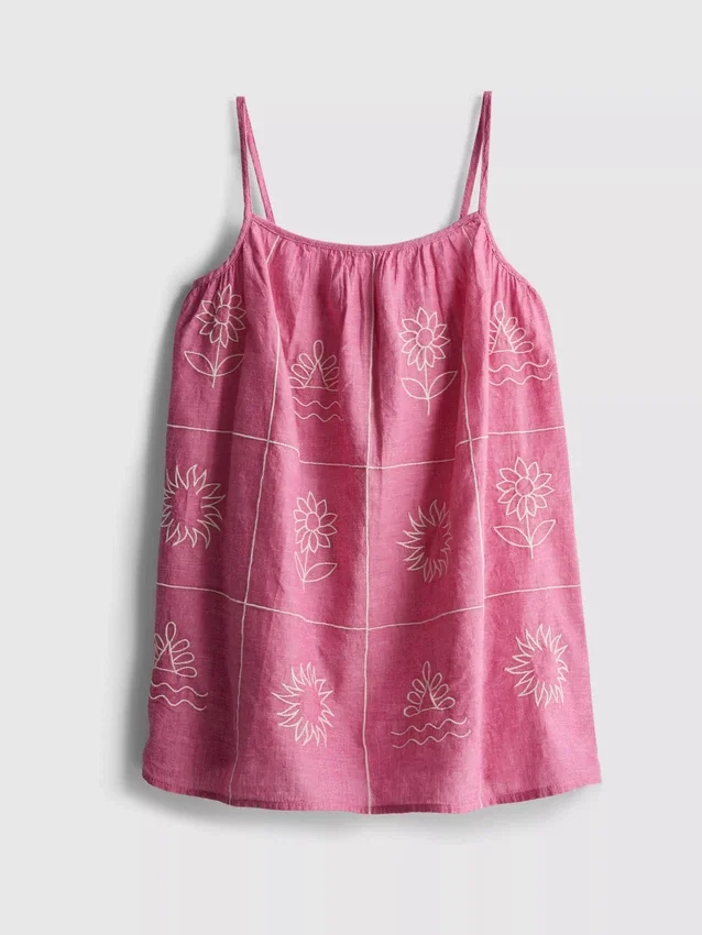 1,5-9 anos | vestido tipo camisola bordado em chambray
