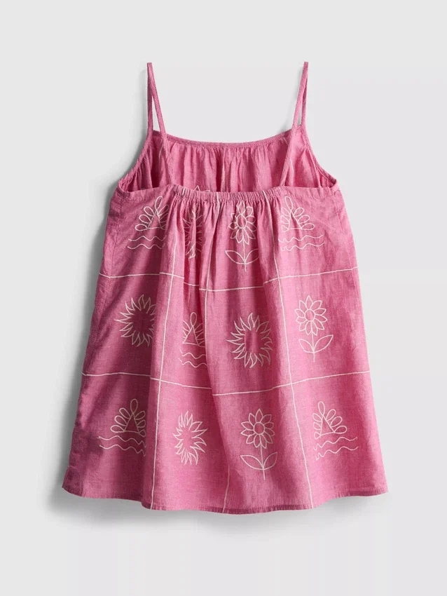 1,5-9 anos | vestido tipo camisola bordado em chambray