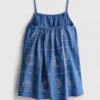 1,5-9 anos | vestido tipo camisola bordado em chambray