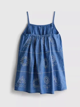 1,5-9 anos | vestido tipo camisola bordado em chambray