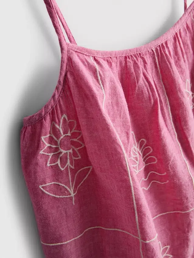 1,5-9 anos | vestido tipo camisola bordado em chambray