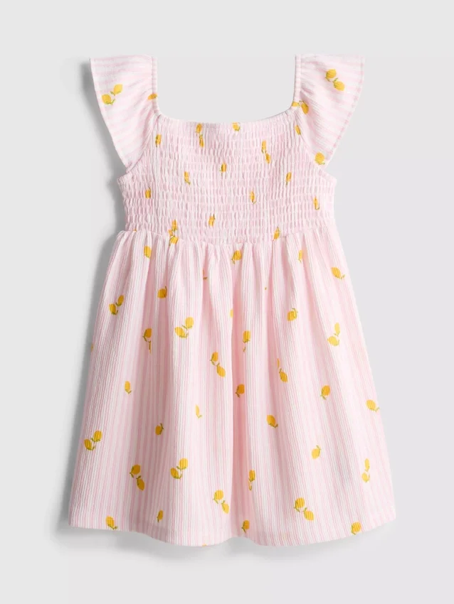 1,5-9 anos | vestido tipo smock com estampado de limão