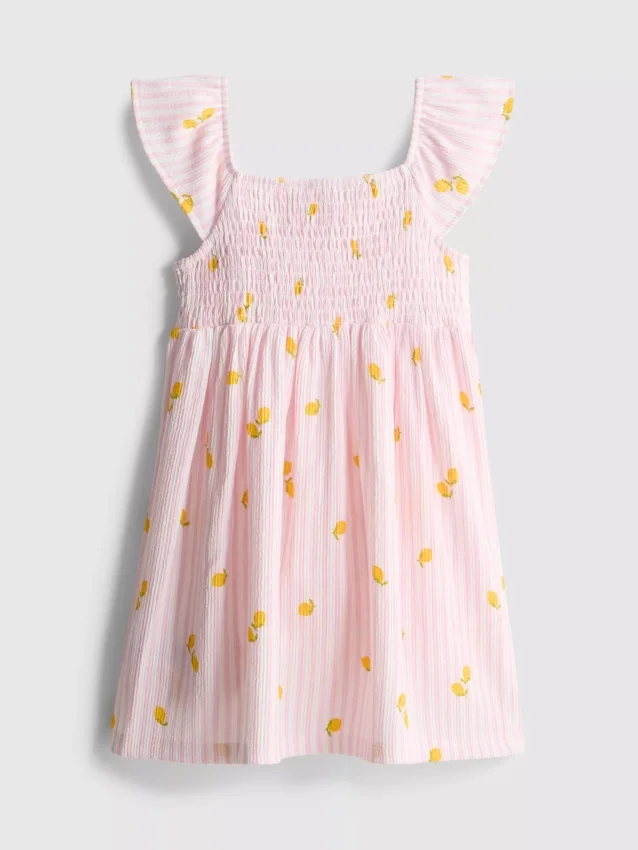 1,5-9 anos | vestido tipo smock com estampado de limão