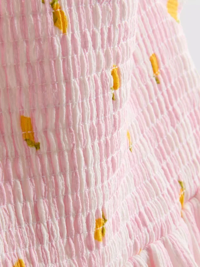 1,5-9 anos | vestido tipo smock com estampado de limão