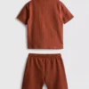 1-9 anos | Conjunto de camisa polo texturada e calções