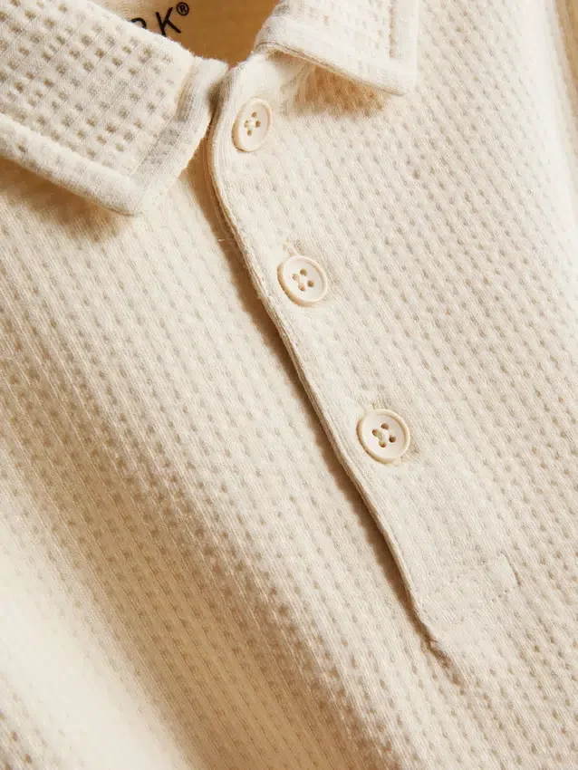 1-9 anos | Conjunto de camisa polo texturada e calções