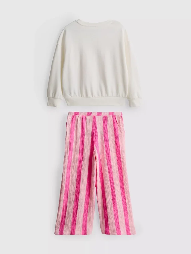 1-9 anos | Conjunto de camisola e calças com textura enrugada