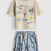 1-9 anos | Conjunto de t-shirt com estampado e calções «Dolce Vita»