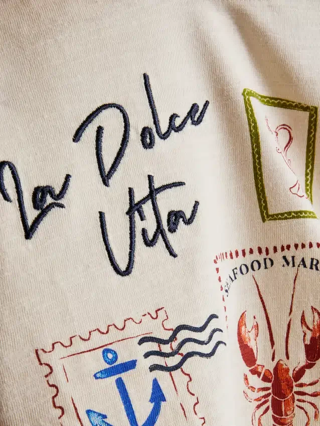 1-9 anos | Conjunto de t-shirt com estampado e calções «Dolce Vita»
