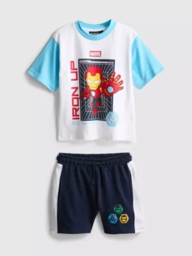 1-9 anos | Conjunto de t-shirt e calções do Homem de Ferro da Marvel