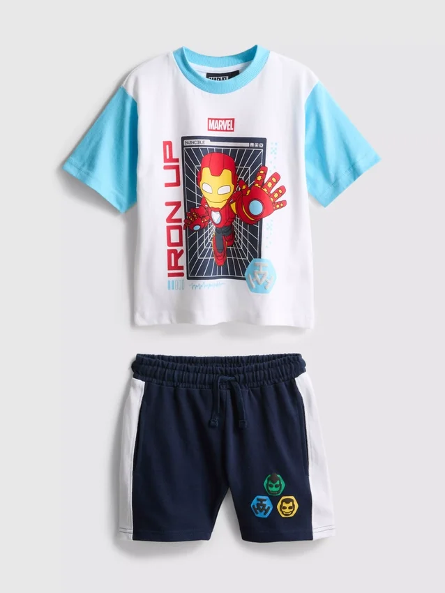 1-9 anos | Conjunto de t-shirt e calções do Homem de Ferro da Marvel