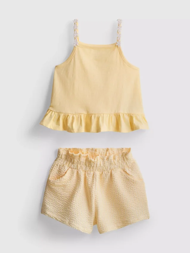 1-9 anos | Conjunto de top com peplum e calções