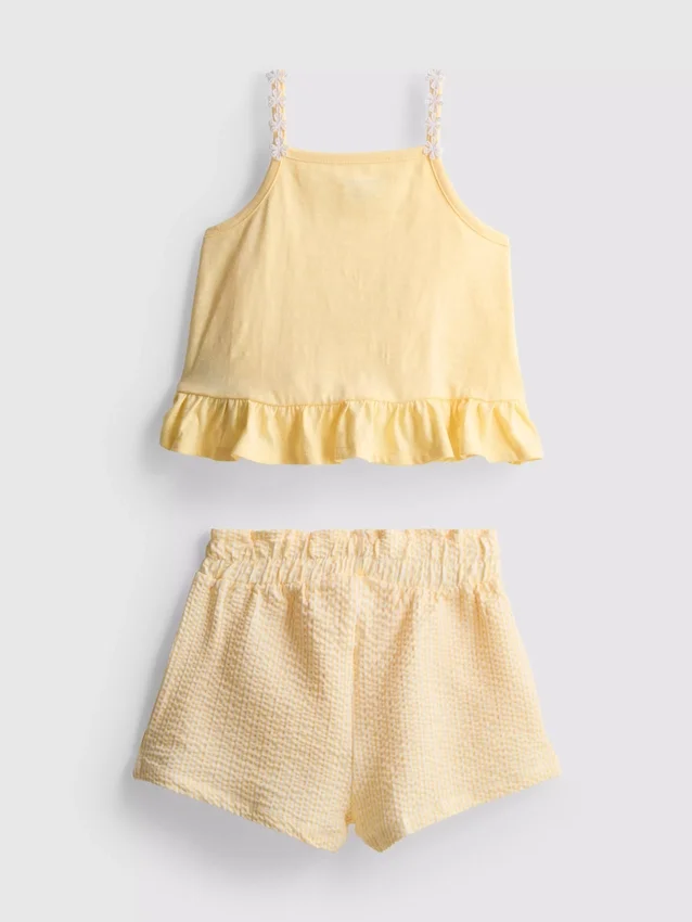 1-9 anos | Conjunto de top com peplum e calções