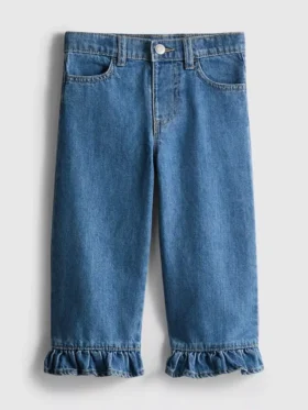 1-9 anos | Jeans com bainha com folhos