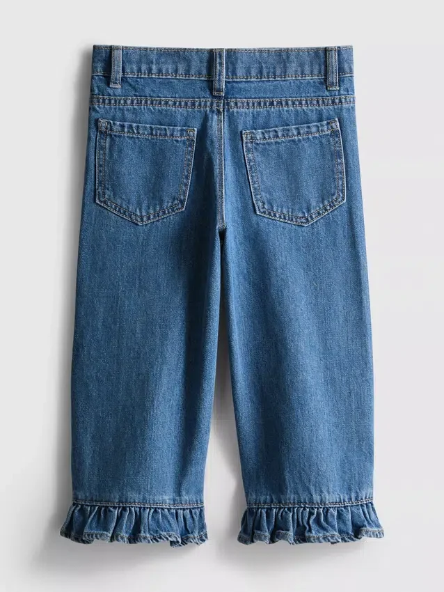 1-9 anos | Jeans com bainha com folhos