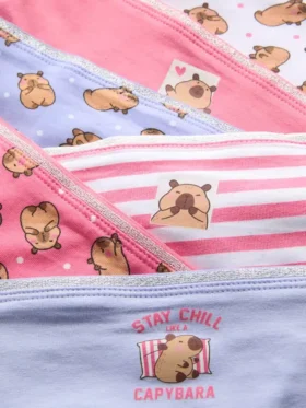 2-15 anos | Conjunto de 6 cuecas de cintura baixa com desenho de capivara