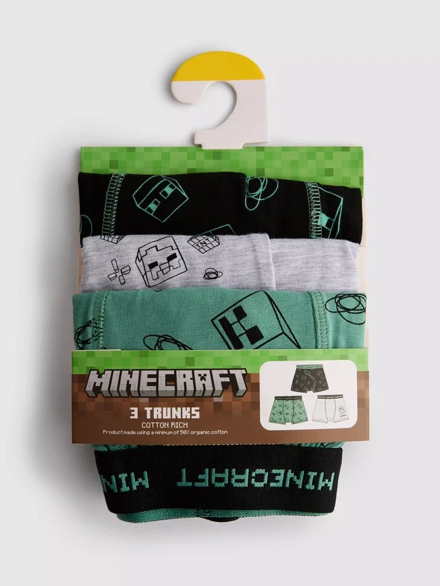 3-15 anos | Conjunto de 3 calções Minecraft