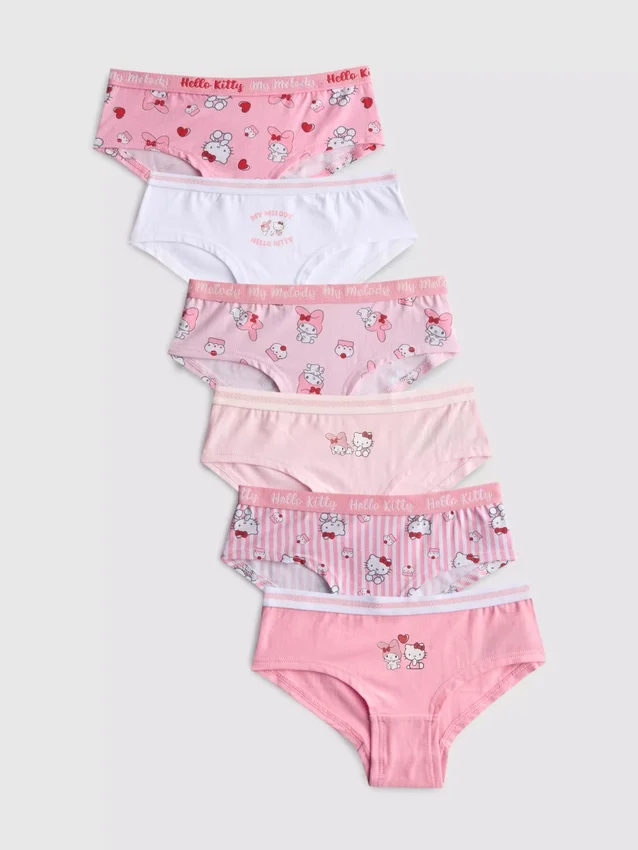3-15 anos | Conjunto de 6 cuecas hipster Hello Kitty